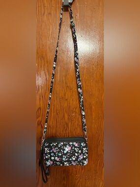 Vera Bradley Black Floral Crossbody Wallet